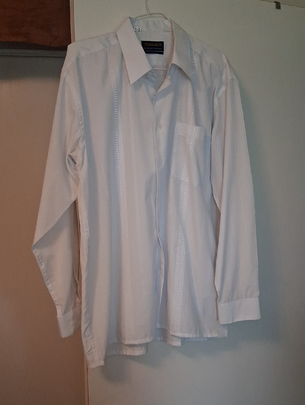 PHARAOH Men’s Classic White Dress Shirt - Long Sleeve